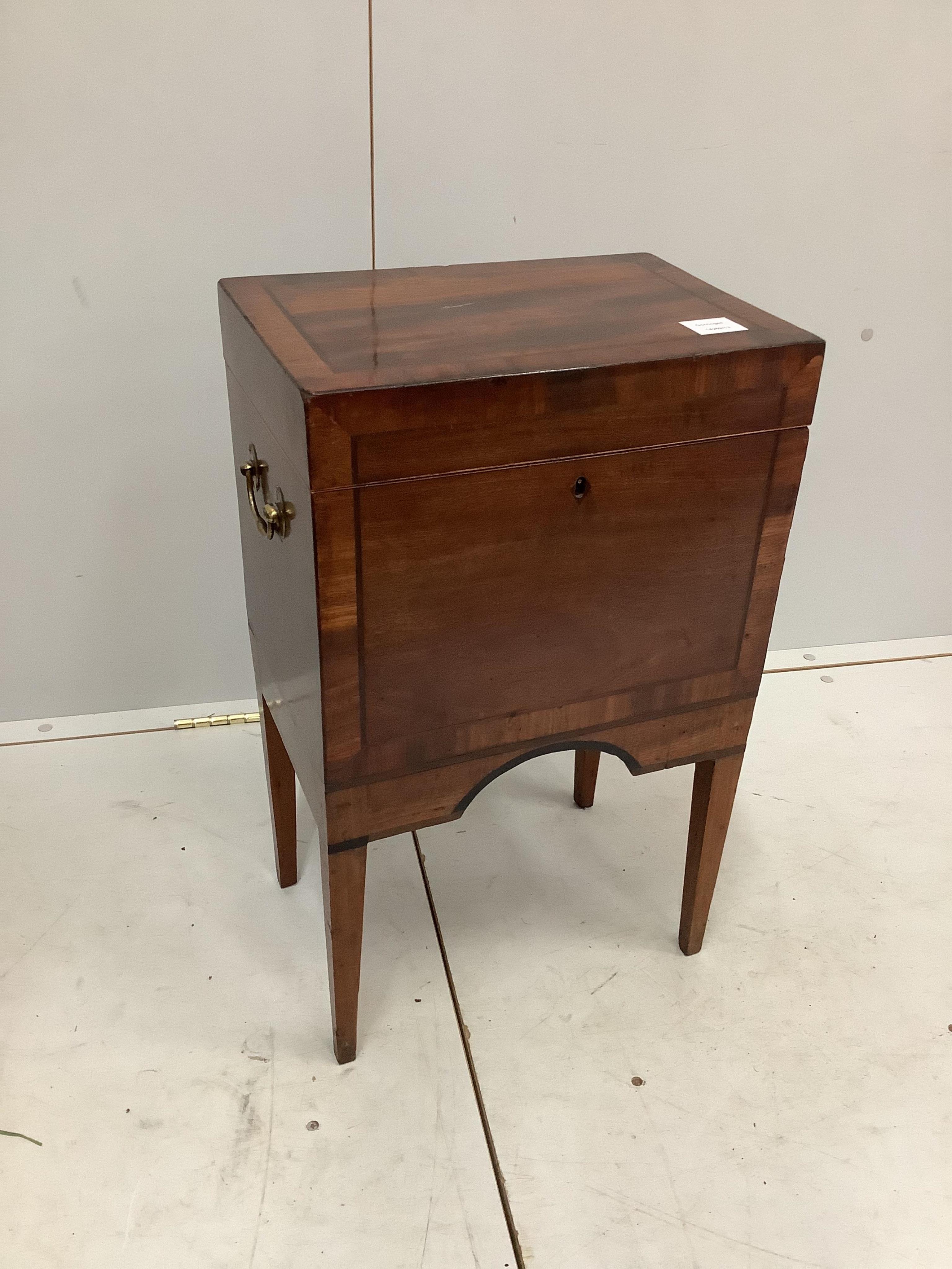 A George III mahogany cellaret, converted to a work box, width 38cm, depth 26cm, height 62cm